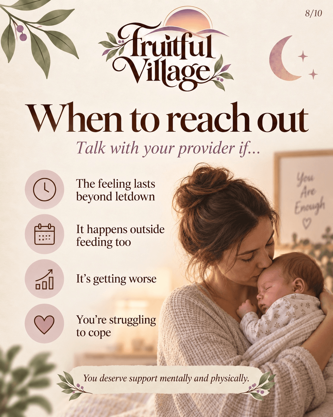 Contact a provider when feelings last beyond letdown, occur outside feeding, worsen, or make it difficult to cope.